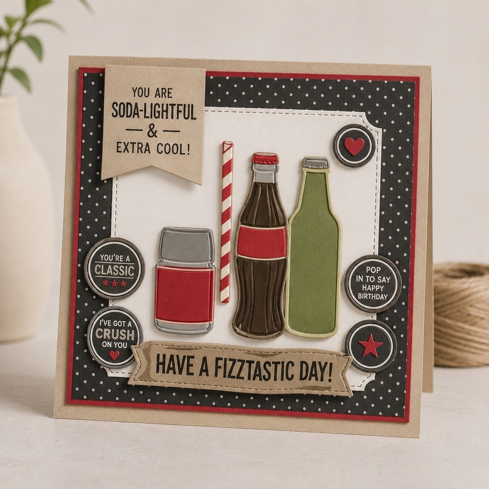 NEW My Favorite Things Stamp Die Set Soda Pop Bottles Caps LLD-46 MFT-754 Crafts - Picture 2 of 11